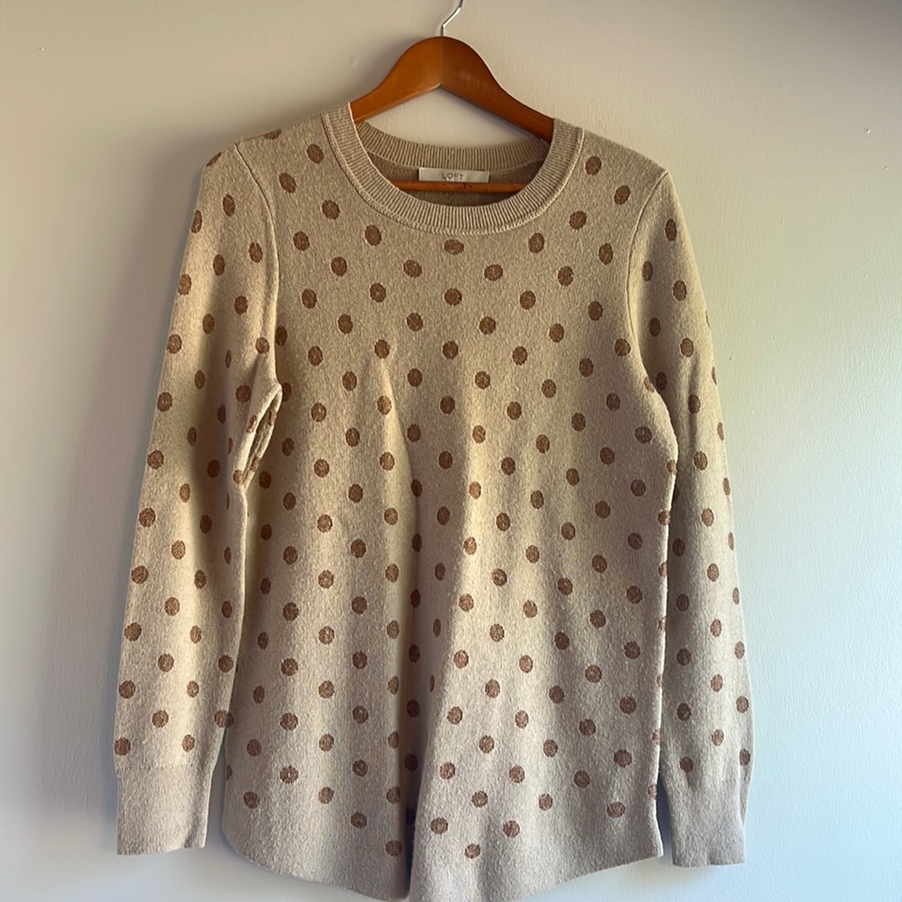 Beige Loft sweater with copper metallic dot
